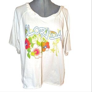 World Vintage white and‎ floral decal Florida shirt